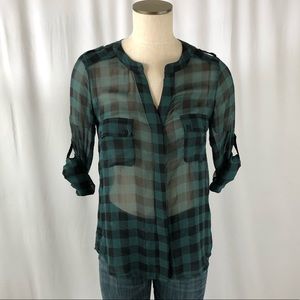Collective Concepts Green Black Plaid Shirt